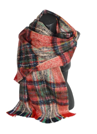 Châle mohair Macaron rouge et vert
