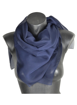 Grand carré en mousseline de soie bleu nuit