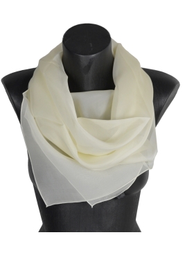 Grand carré en mousseline de soie écru