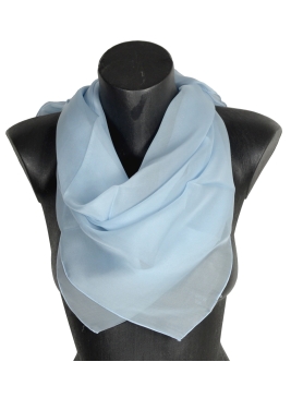 Grand carré en mousseline de soie bleu ciel