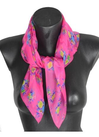 Carré en soie Bouquet rose