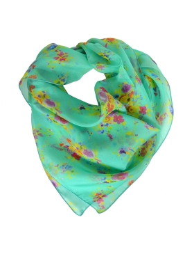 Carré en soie Bouquet turquoise