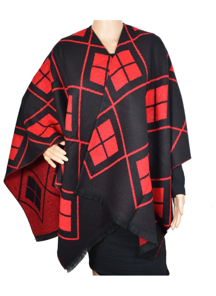 Poncho Anglo rouge