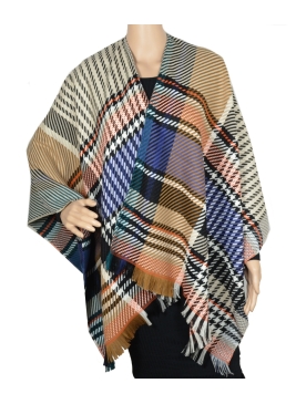 Poncho laine Enora bleu