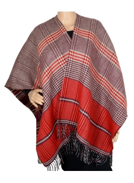 Poncho Papyrus réversible rouge