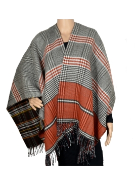 Poncho Papyrus réversible orange