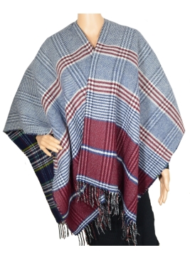 Poncho Papyrus réversible bleu