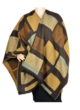 Poncho Alliage marron et camel