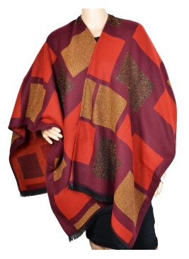 Poncho Alliage bordeaux et rouge