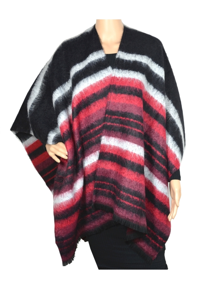 Poncho Arlesienne noir-rouge