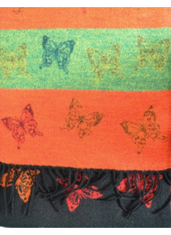 Echarpe Papillons cashcryl noir-orange