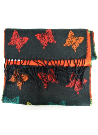 Echarpe Papillons cashcryl noir-orange