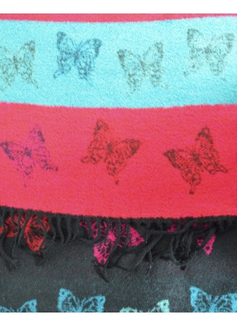 Echarpe Papillons cashcryl noir-turquoise