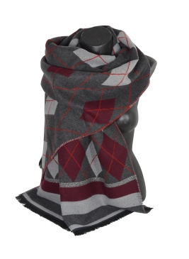 Châle Arlequin gris-bordeaux