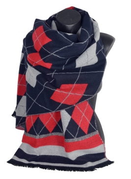 Châle Arlequin bleu-rouge