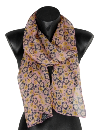 Foulard en soie Flowers rose poudré