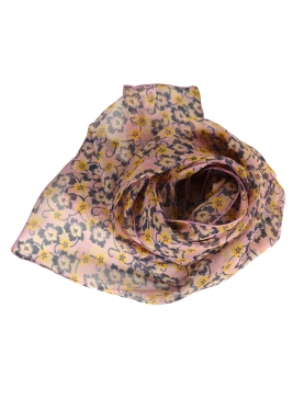 Foulard en soie Flowers rose poudré