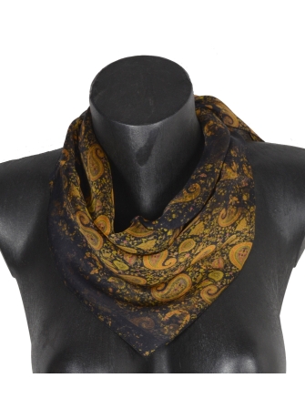 Carré en soie paisley jaune