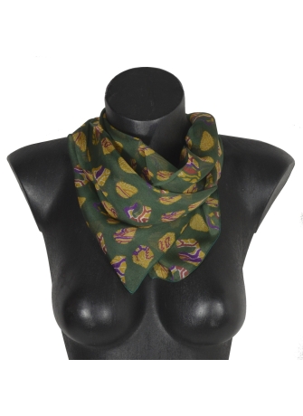 Carré en soie Emprunte vert
