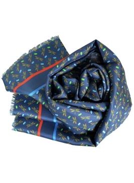Foulard en soie homme Dragon fly bleu de Tiffany