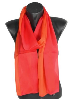 Foulard en soie bi-bandes orange et rouge