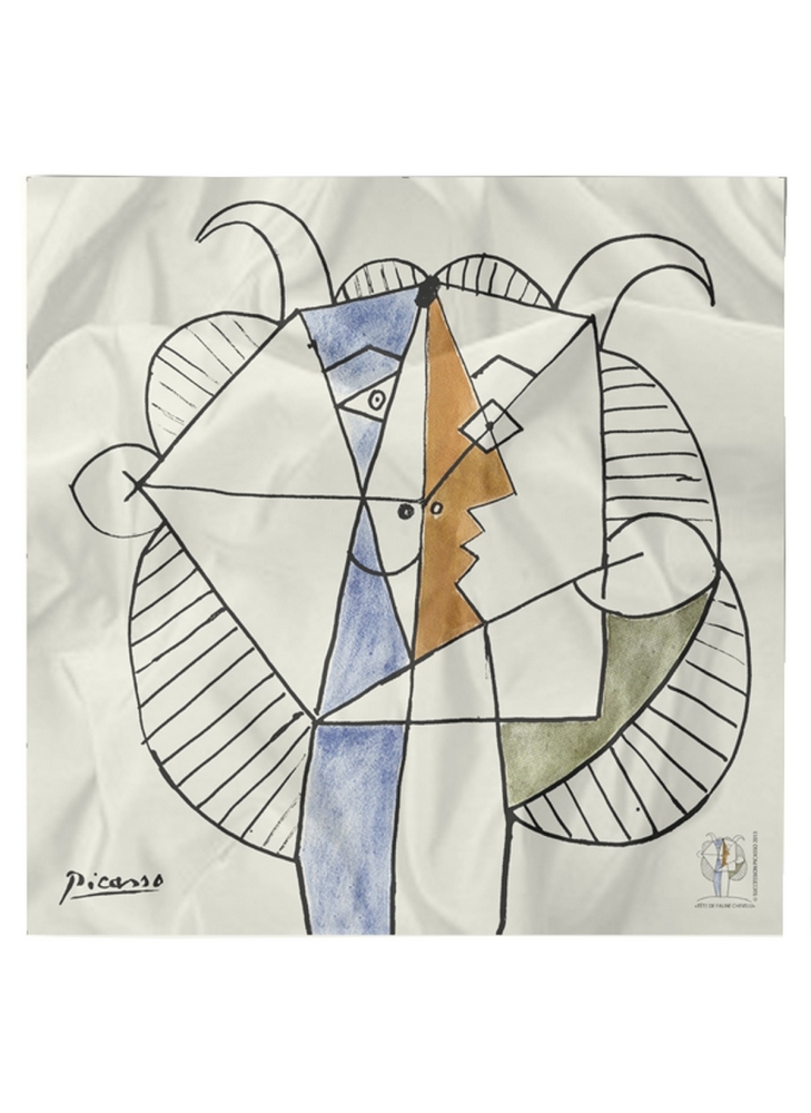 Carré en soie Tête de faune chevelu de Picasso