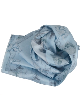Foulard en soie homme Chevaux de Vinci-bleu