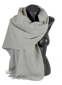 Châle en Laine uni Iris gris clair