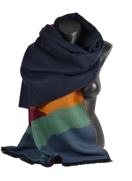 Châle acrylique-laine Ailleurs bleu-bordeaux