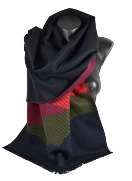 Châle acrylique-laine Ailleurs bleu-rouge