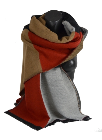 Châle acrylique Acrobate beige noir orange