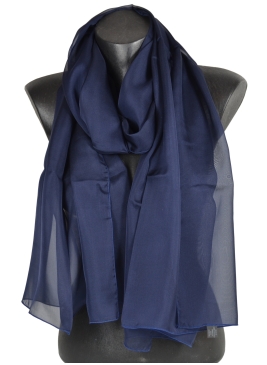 Foulard 65x180 en soie bleu marine