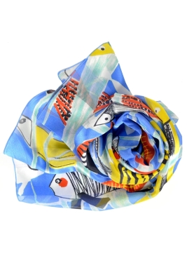Foulard en soie Poissons de Leleu