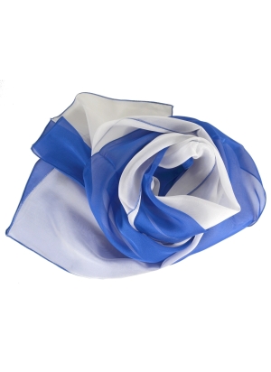 Foulard en soie bi-bandes blanc-bleu royal