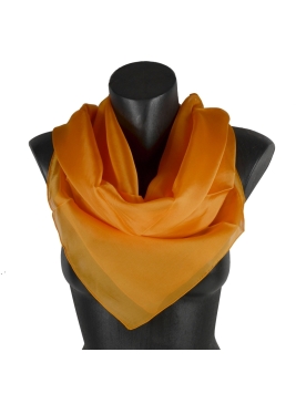 Grand carré en mousseline de soie orange melon