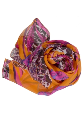 Foulard en soie Belle fleur orange