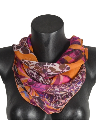 Carré en soie Belle fleur orange