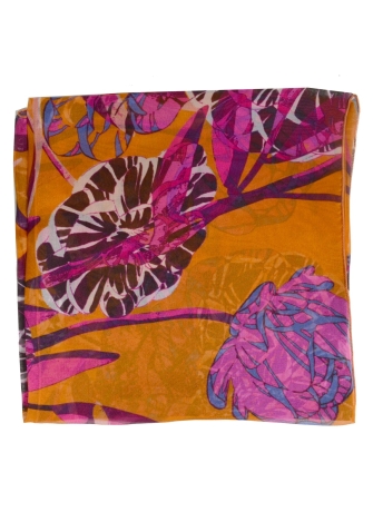 Carré en soie Belle fleur orange
