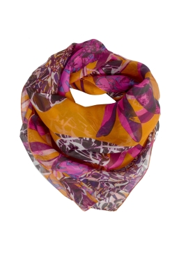 Carré en soie Belle fleur orange