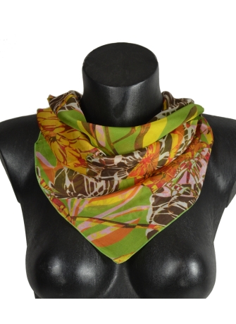 Carré en soie Belle fleur vert