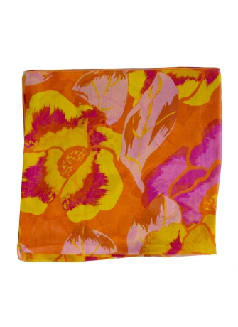 Carré en soie Pivoine jaune