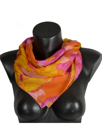 Carré en soie Pivoine jaune