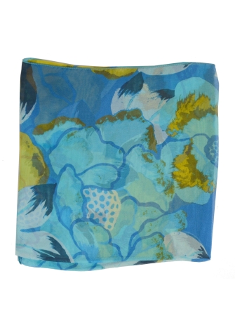 Carré en soie Pivoine bleu