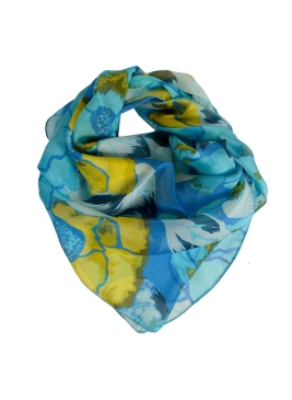 Carré en soie Pivoine bleu