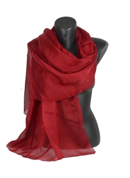 Etole en mousseline de soie bordeaux