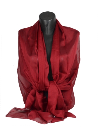 Etole en mousseline de soie bordeaux