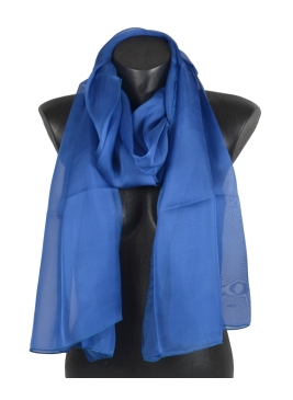 Foulard 65x180 en soie bleu