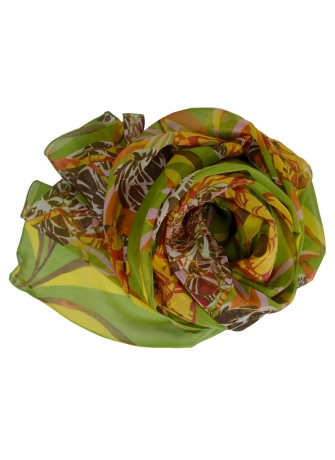 Etole en mousseline de soie belle fleur verte