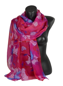 Etole en mousseline de soie Pivoine rouge
