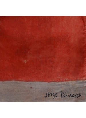 Carré en soie Composition pour carnet enluminures de Poliakoff rouge